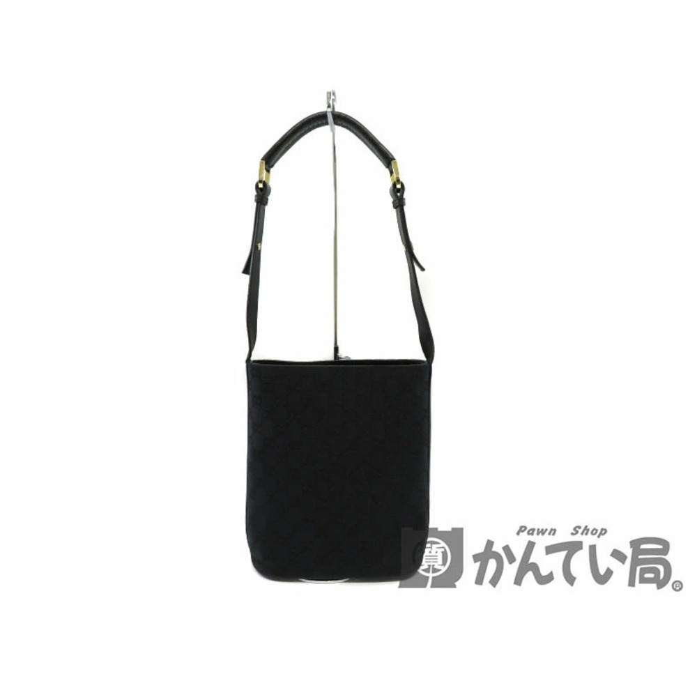 GUCCI One Shoulder Hobo Bag Black GG Canvas